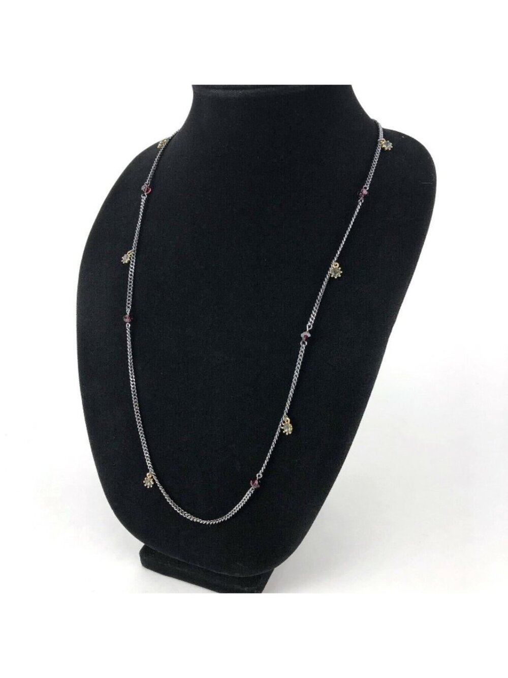 Simply Vera by Vera Wang Necklace Long Silver Green & Purple Beads